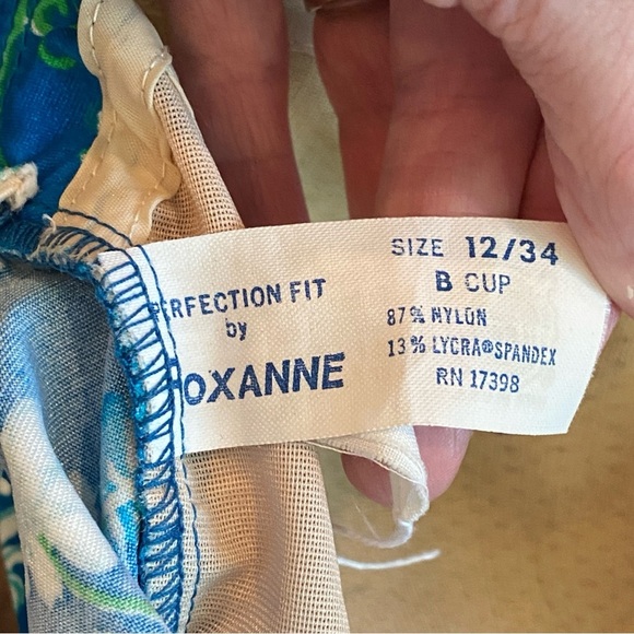 Vintage Perfect Fit by Roxanne Mid Century 1960s One Piece Aqua Floral Swimsuit - Picture 12 of 13